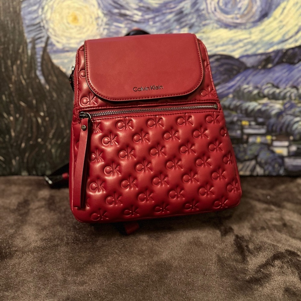 Calvin Klein Red Quilted Backpack-tags Removed - Picture 10 of 10